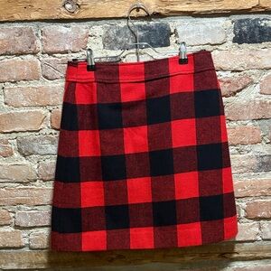 J. Crew Red and Black Checkered Mini Skirt